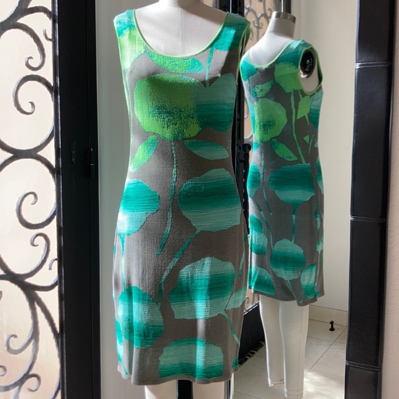 Resort Patterned Sweater Dress w Chemise Lining - Picture 1 of 9